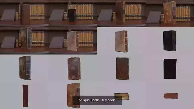 Antique Books 3D Model Collection