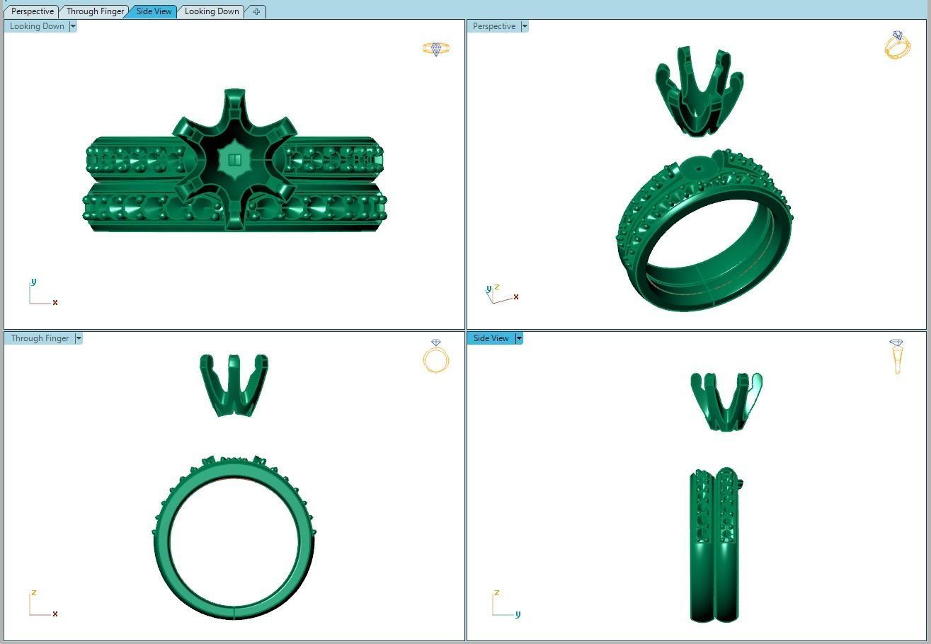Ring294 engagement ring set gold 3D print model_8