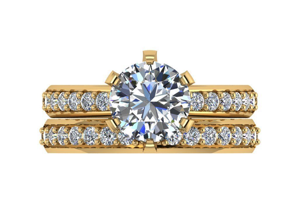 Ring294 engagement ring set gold 3D print model_1