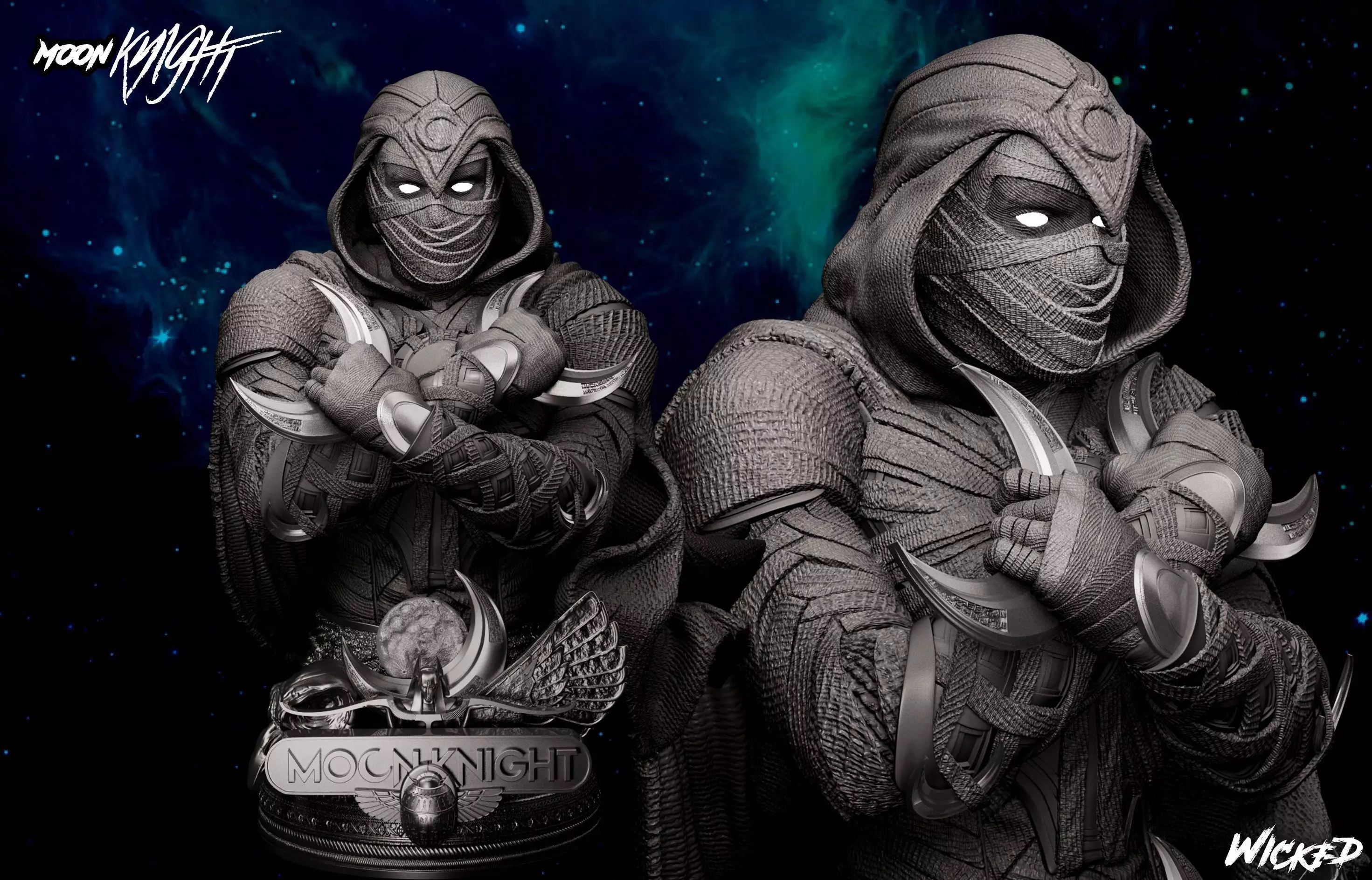 Wicked Marvel Moon Knight Bust 3D print model 3D  3D print model_0