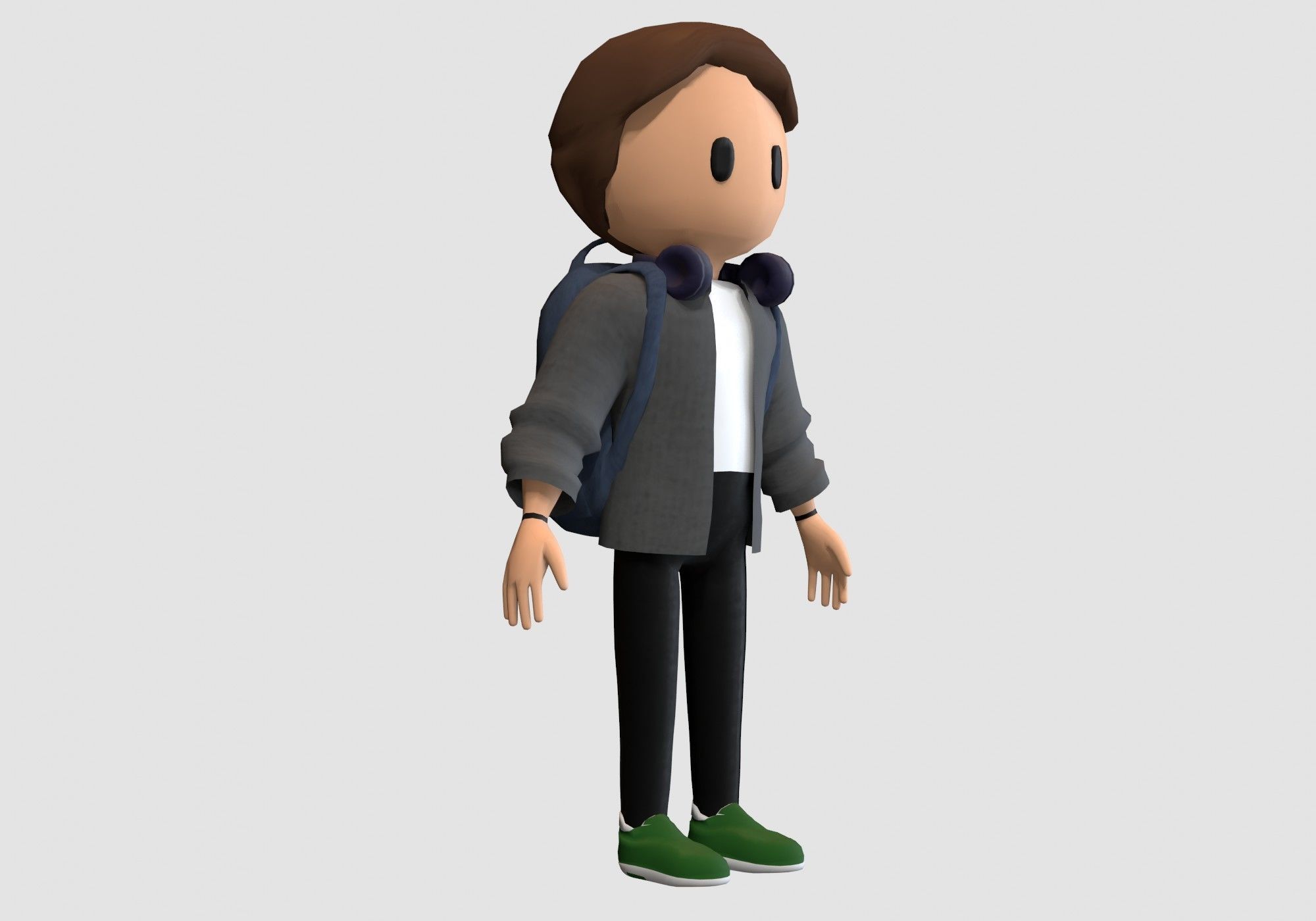 student cartoon boy Low-poly 3D model_1