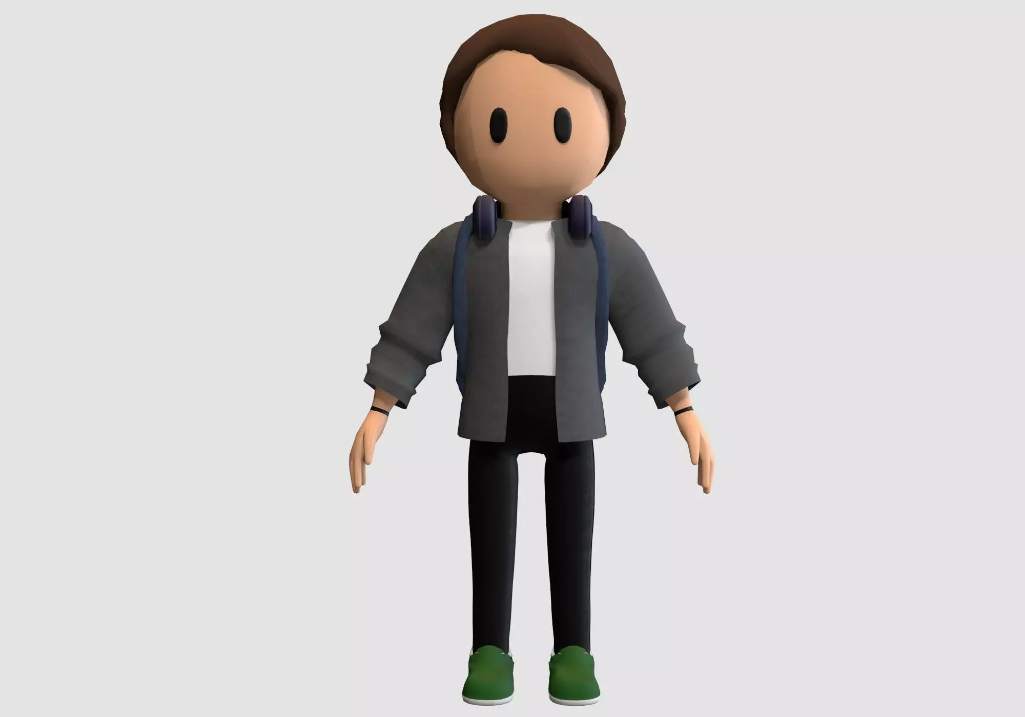 student cartoon boy Low-poly 3D model_0