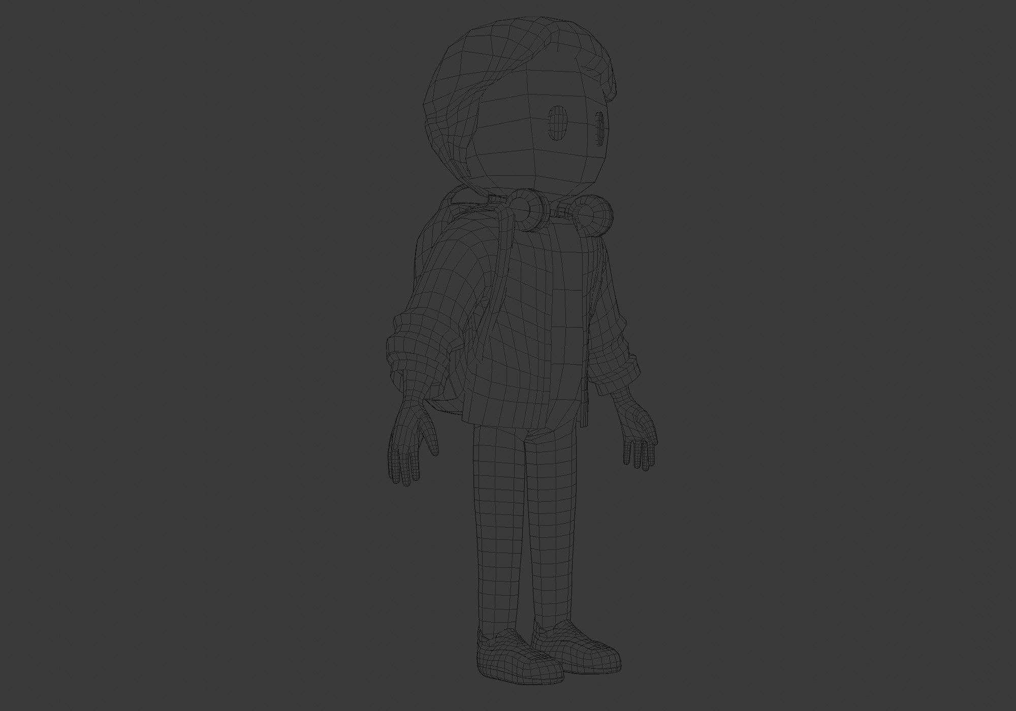 student cartoon boy Low-poly 3D model_6
