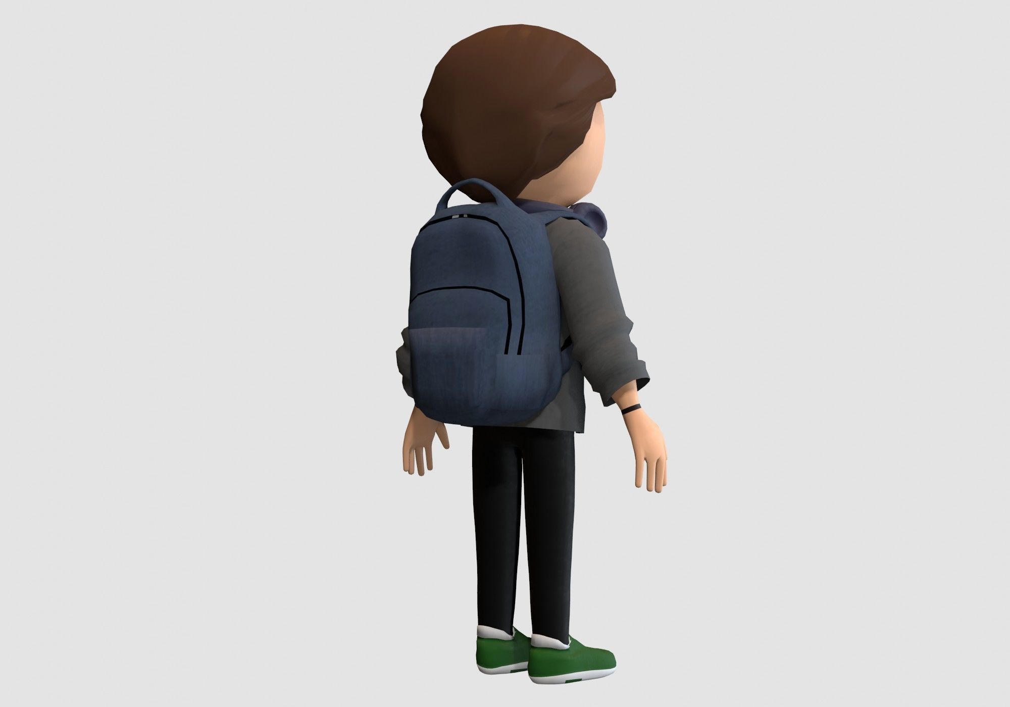 student cartoon boy Low-poly 3D model_3