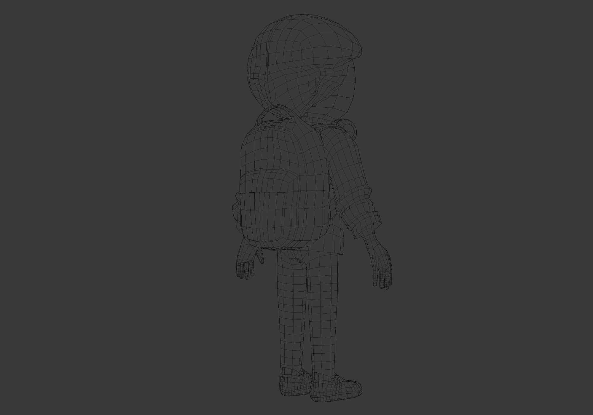 student cartoon boy Low-poly 3D model_8