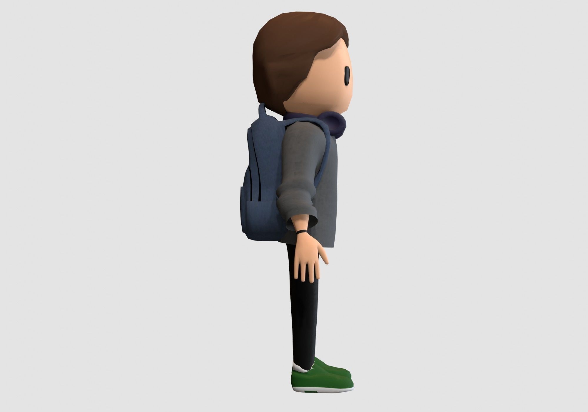 student cartoon boy Low-poly 3D model_2
