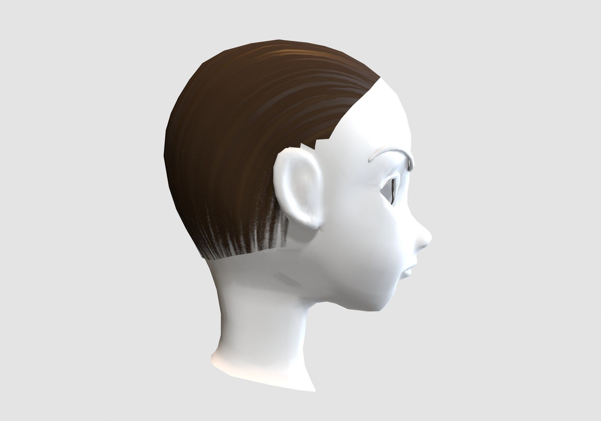 simple short hairstyle  3D model_2
