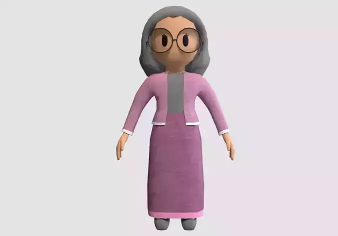 lovely cartoon grandma  Low-poly 3D model