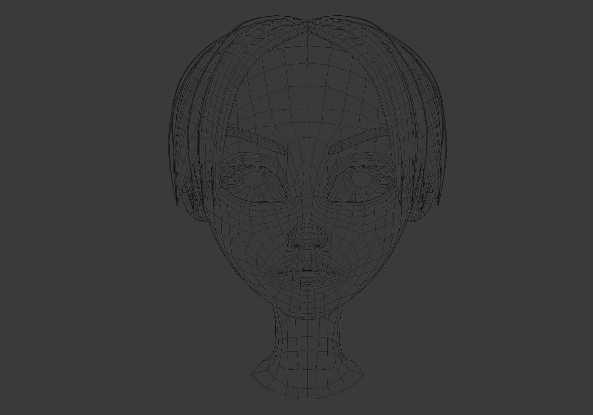 Curtains Bangs hairstyle 3D model_5