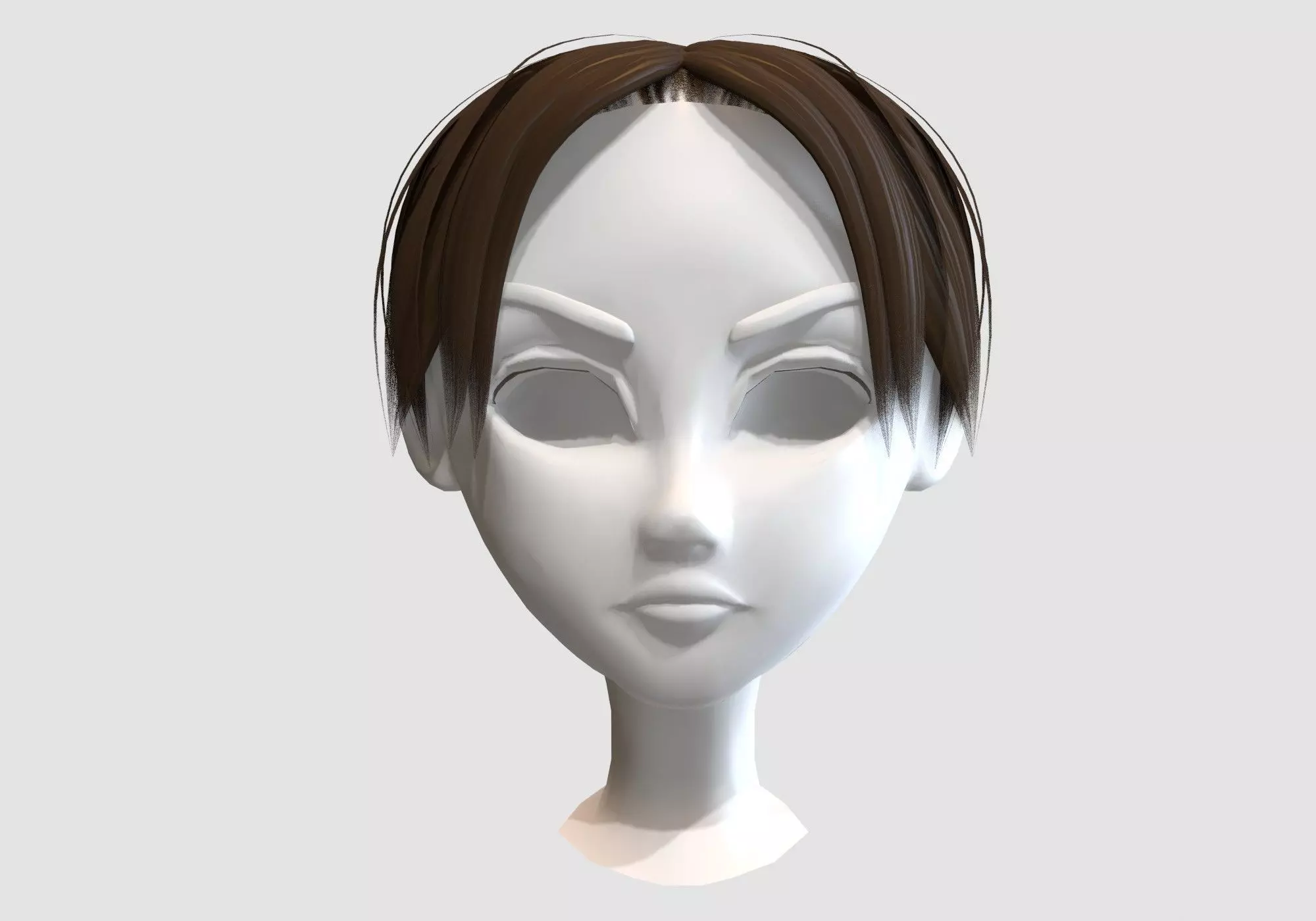 Curtains Bangs hairstyle 3D model_0