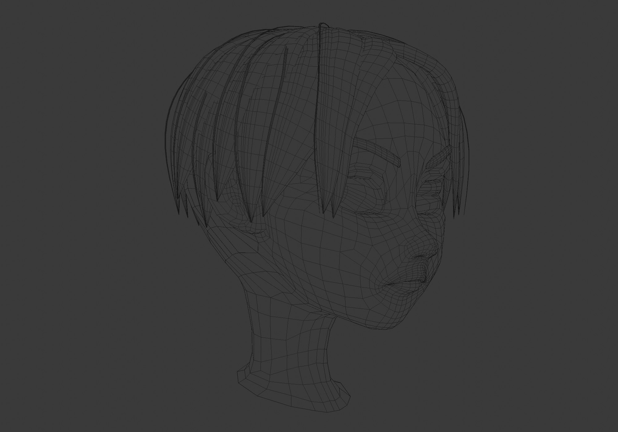 Curtains Bangs hairstyle 3D model_6