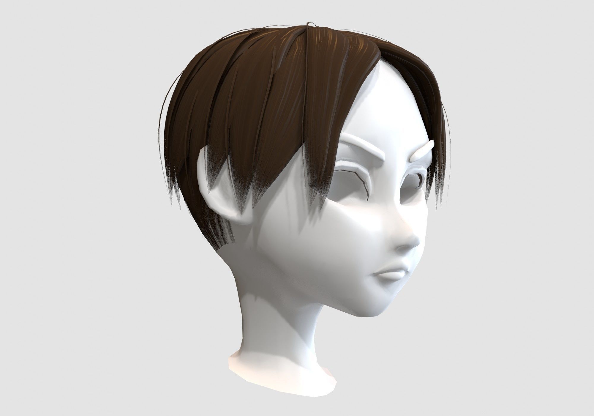 Curtains Bangs hairstyle 3D model_1