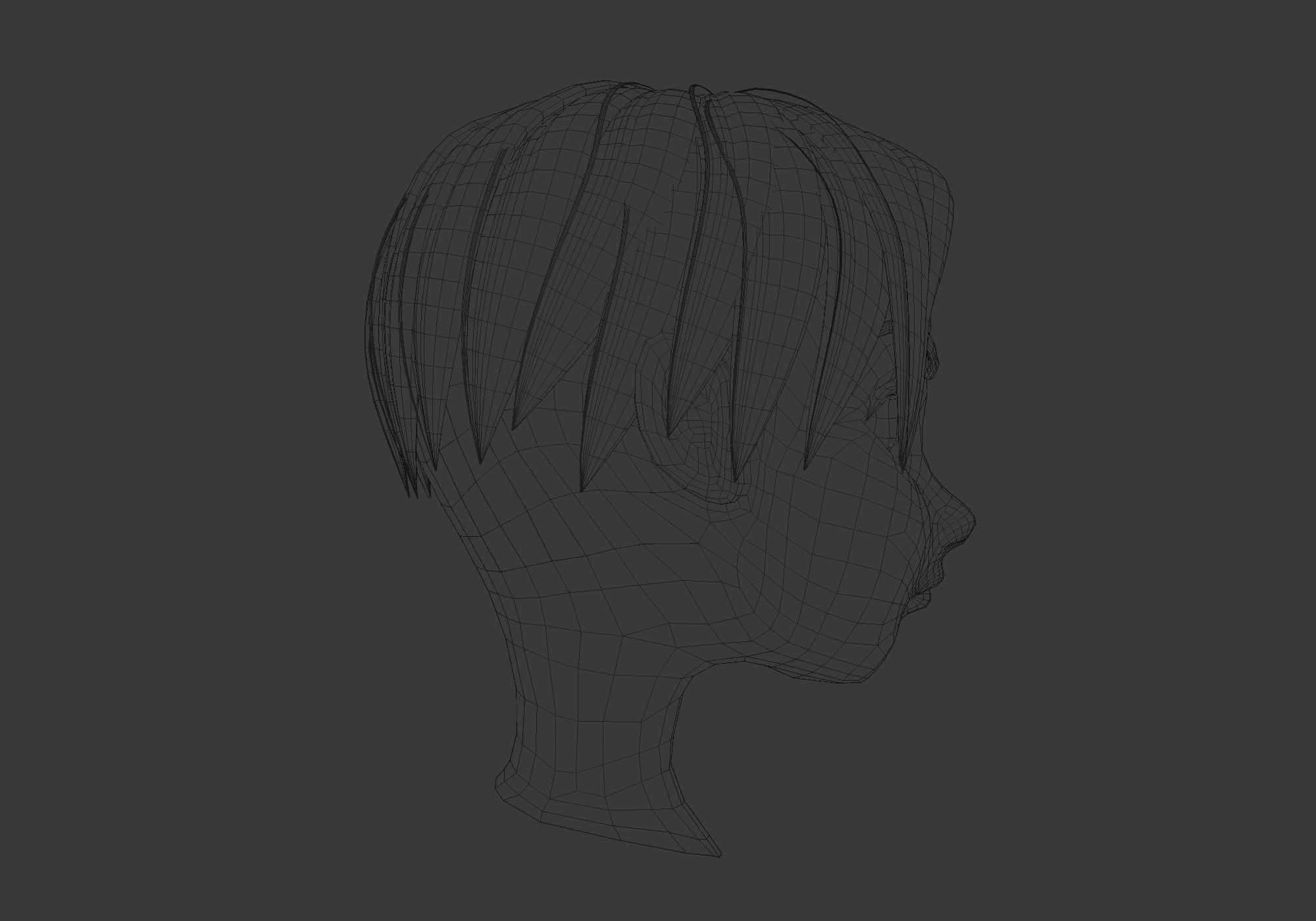 Curtains Bangs hairstyle 3D model_7