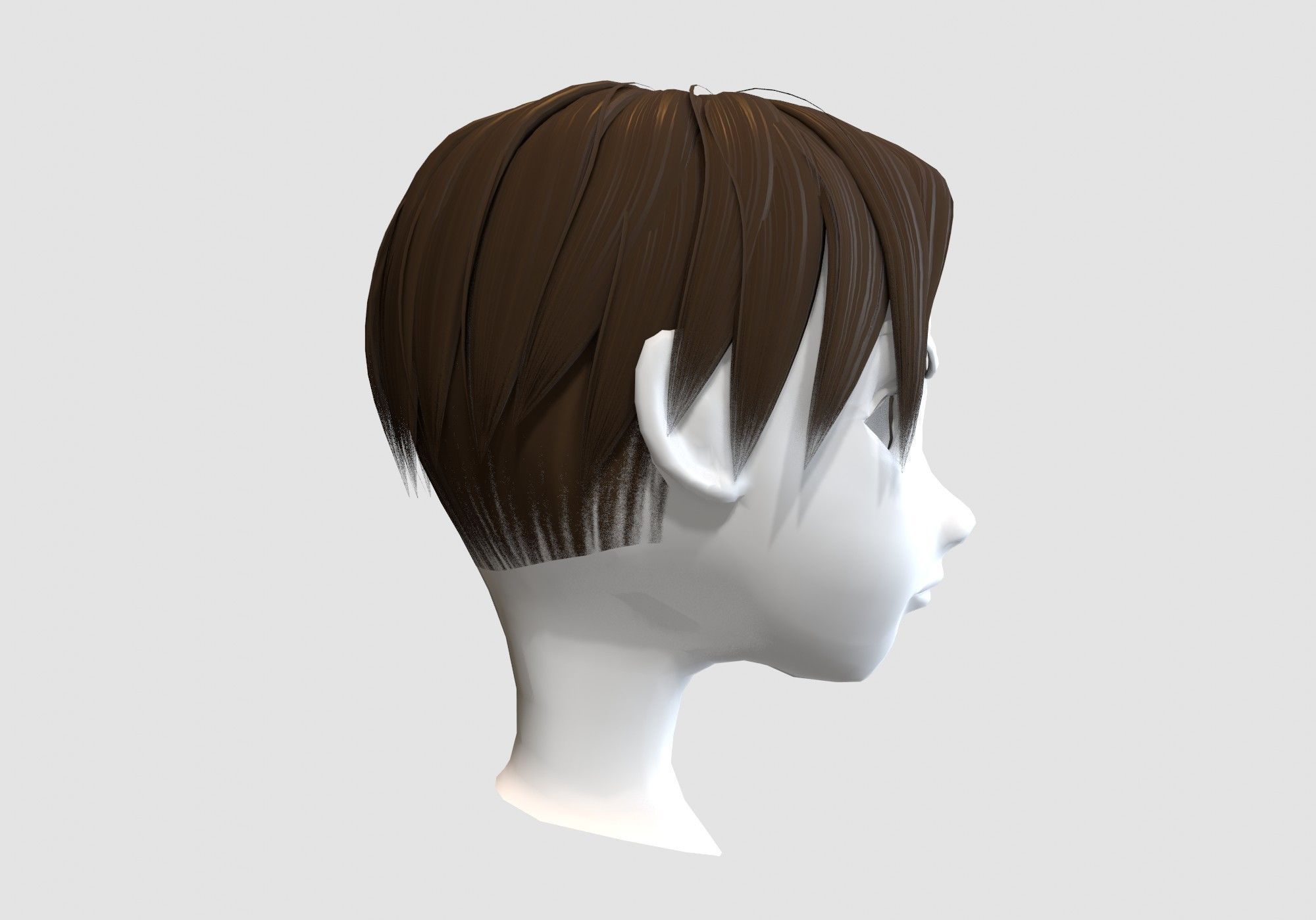Curtains Bangs hairstyle 3D model_2