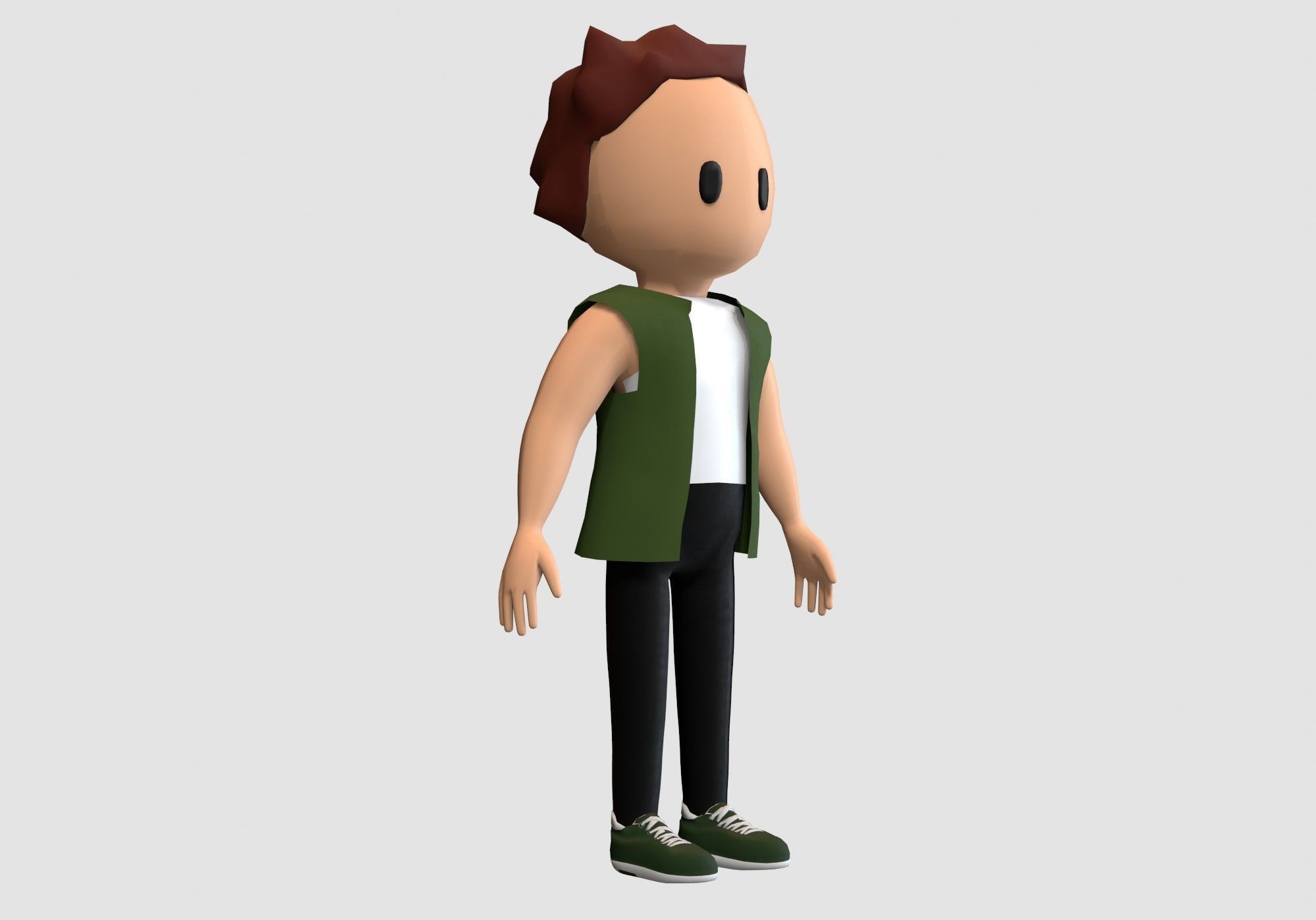 cool cartoon man Low-poly 3D model_1