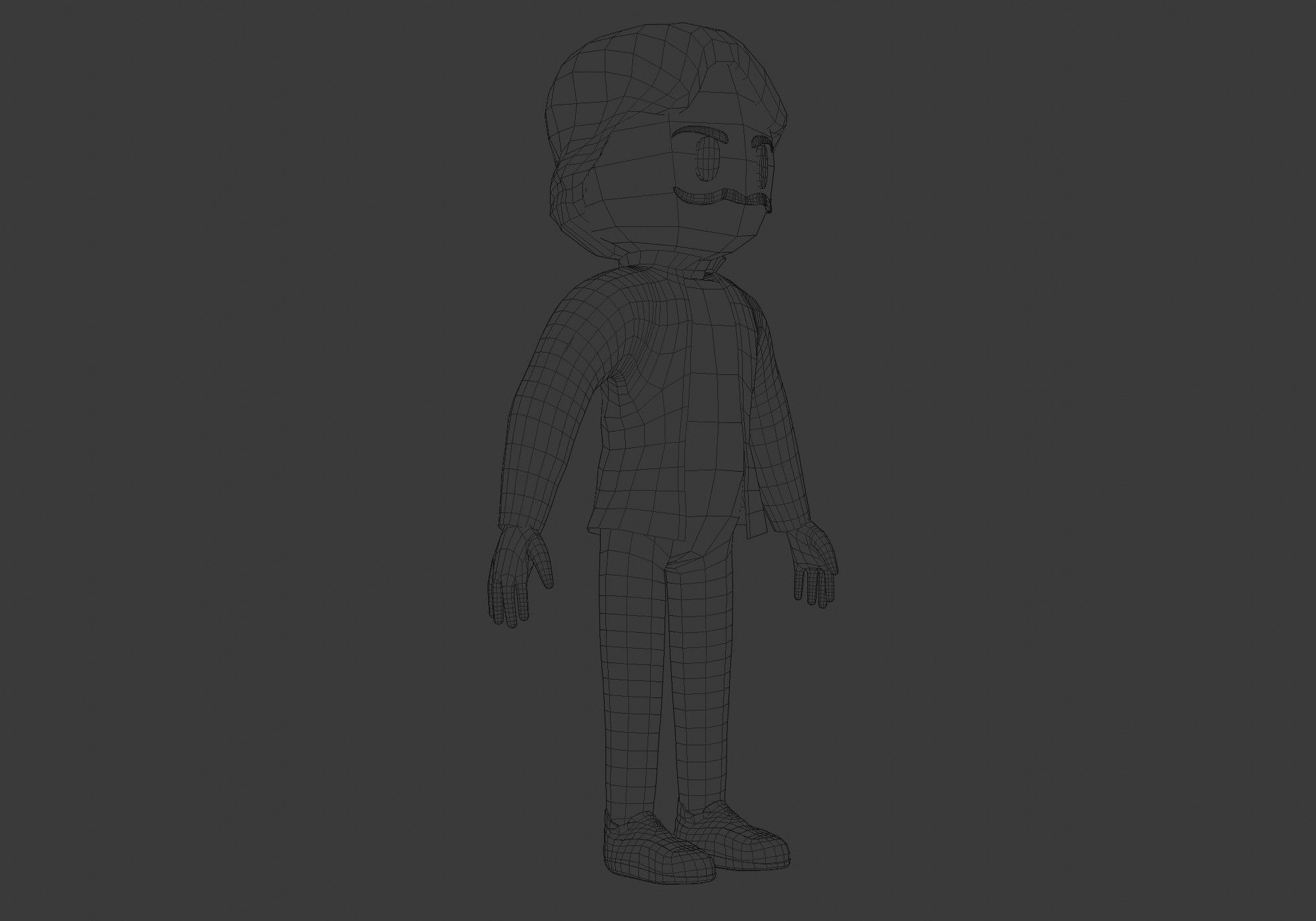 classic cartoon man Low-poly 3D model_6