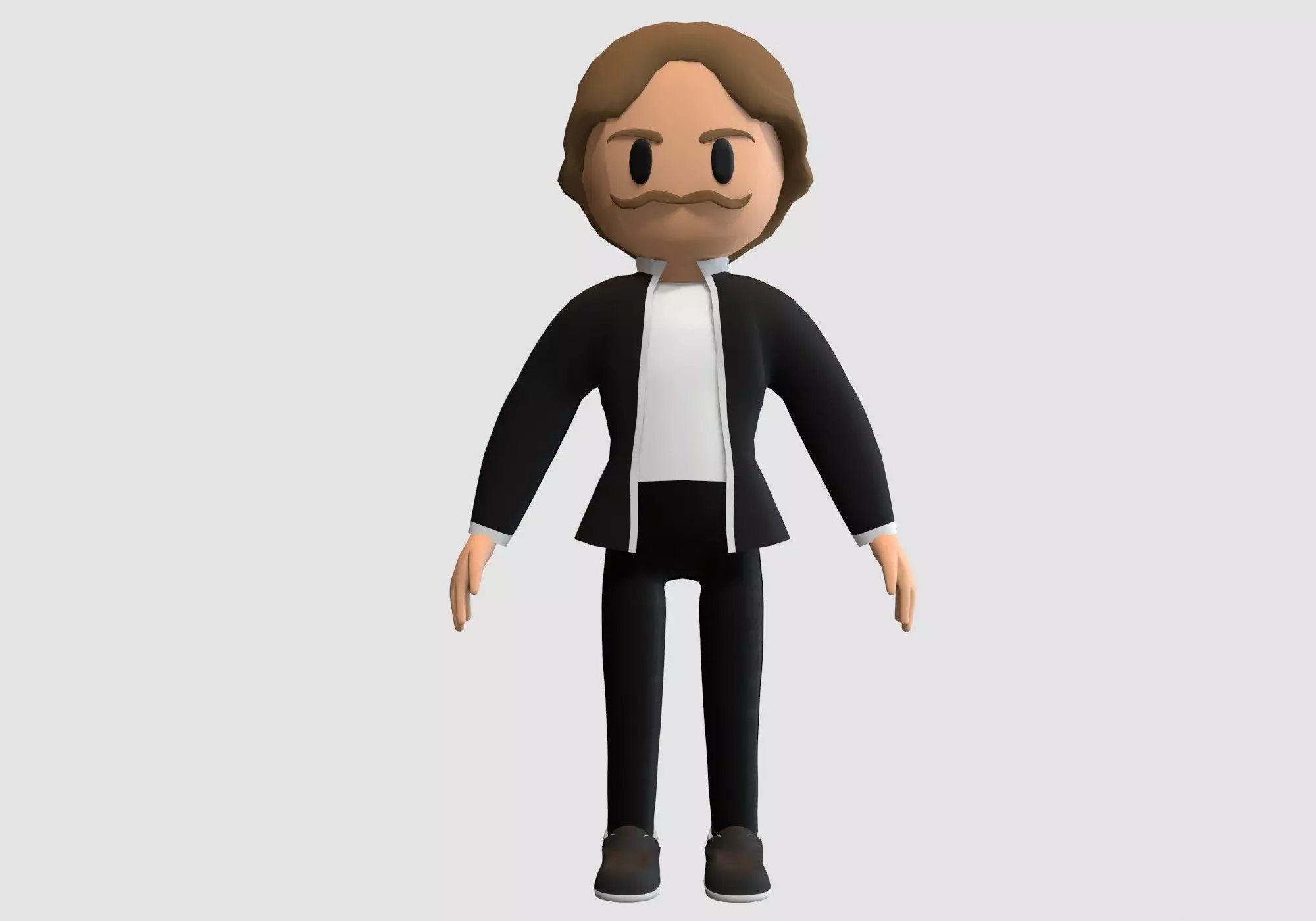 classic cartoon man Low-poly 3D model_0