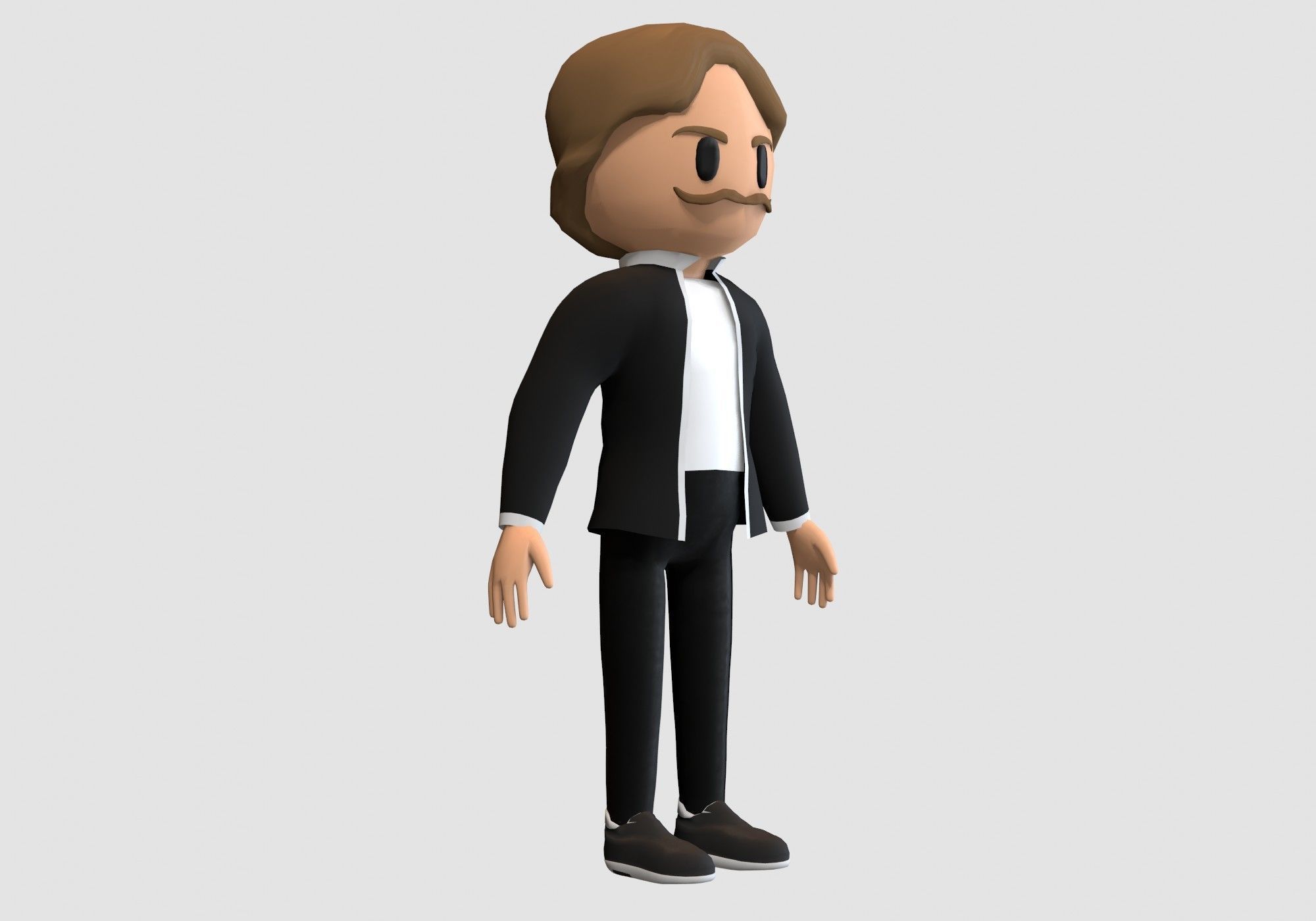 classic cartoon man Low-poly 3D model_1