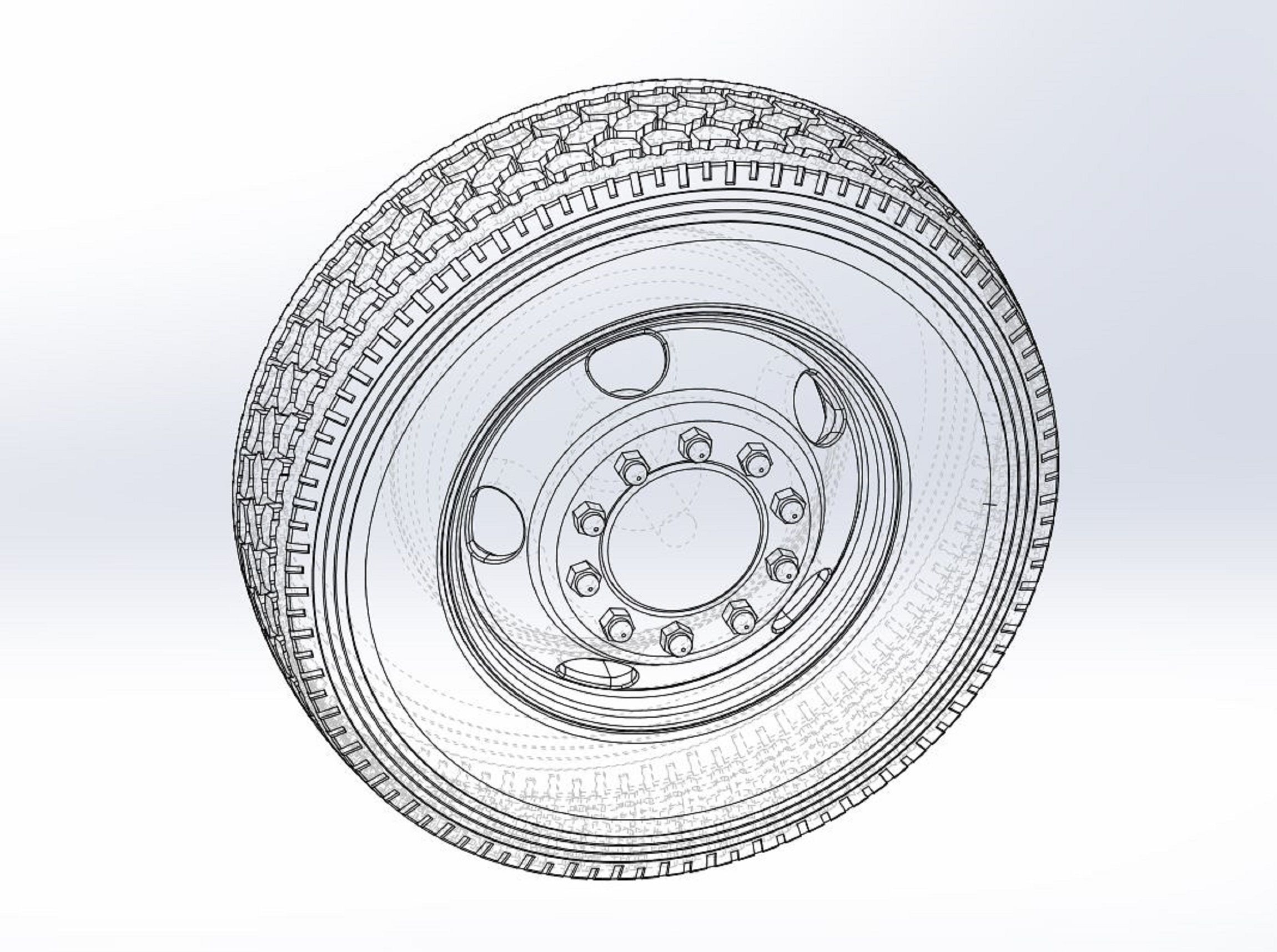 5 Hole front wheel of old school truck Scale 1 to 25 3D print model_9