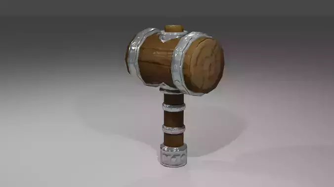 Wooden Hammer Low-poly 3D model