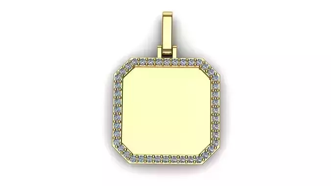Octagon Plate 15x15 mm with Diamond Contour Pendant 3D print model