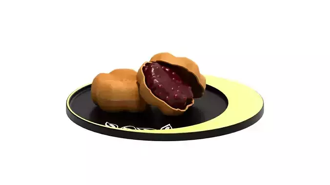 Monaka set piece of fruit on plate