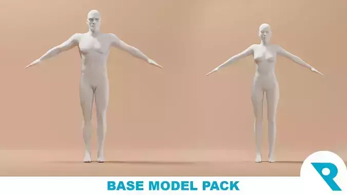 Base Meshes Characters Starter Kit High-Poly Pack 3D model