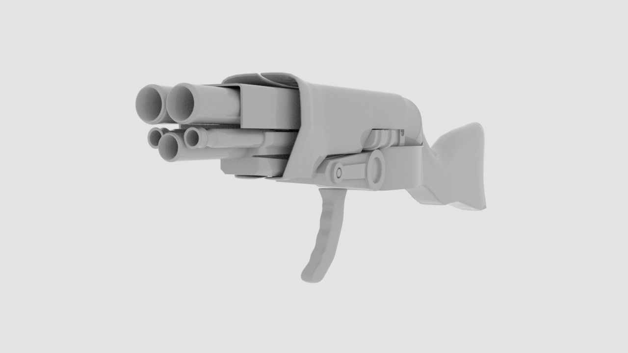 Fantasy shotgun model  Low-poly 3D model_2