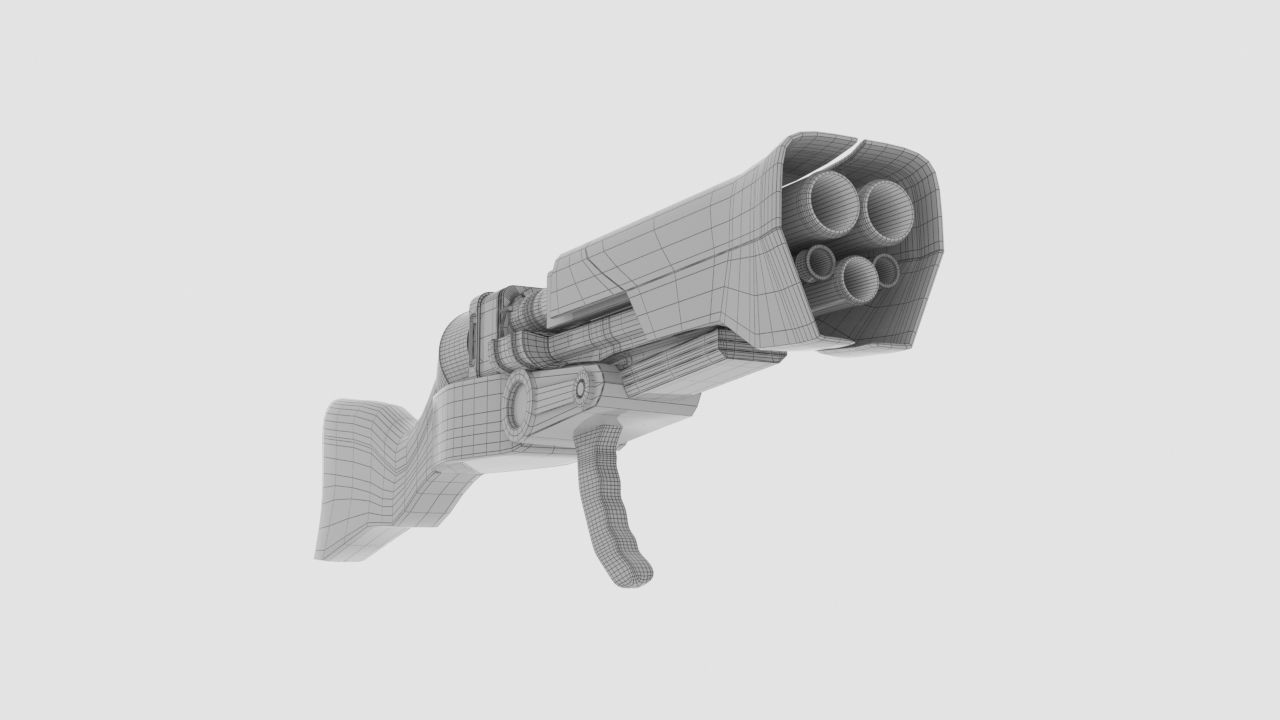 Fantasy shotgun model  Low-poly 3D model_4