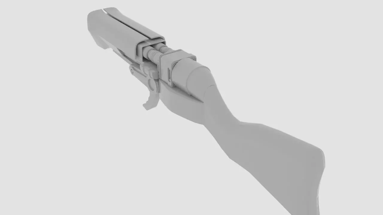 Fantasy shotgun model  Low-poly 3D model_0