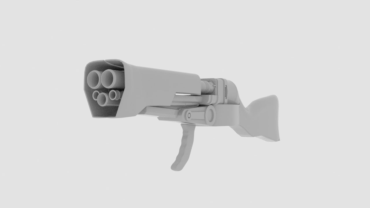 Fantasy shotgun model  Low-poly 3D model_1