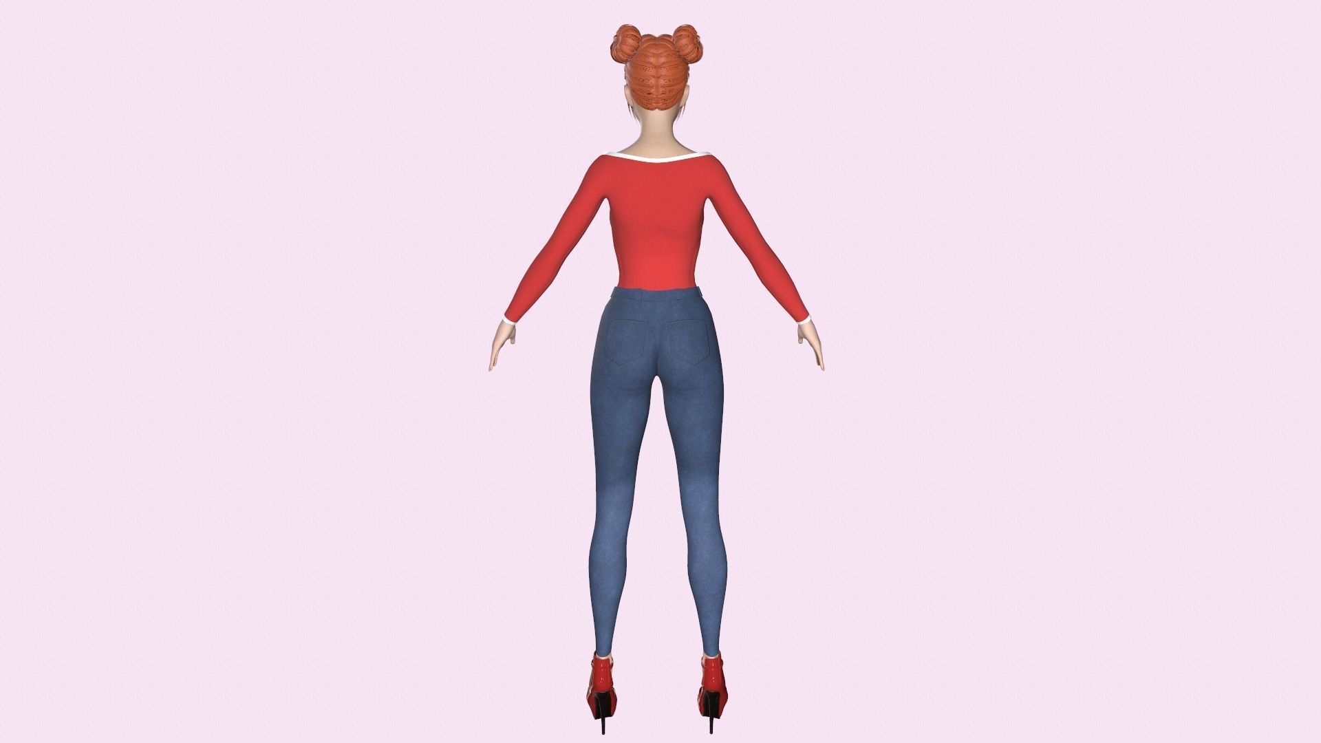 Maya Modular Girl 11 Low-poly 3D model_3