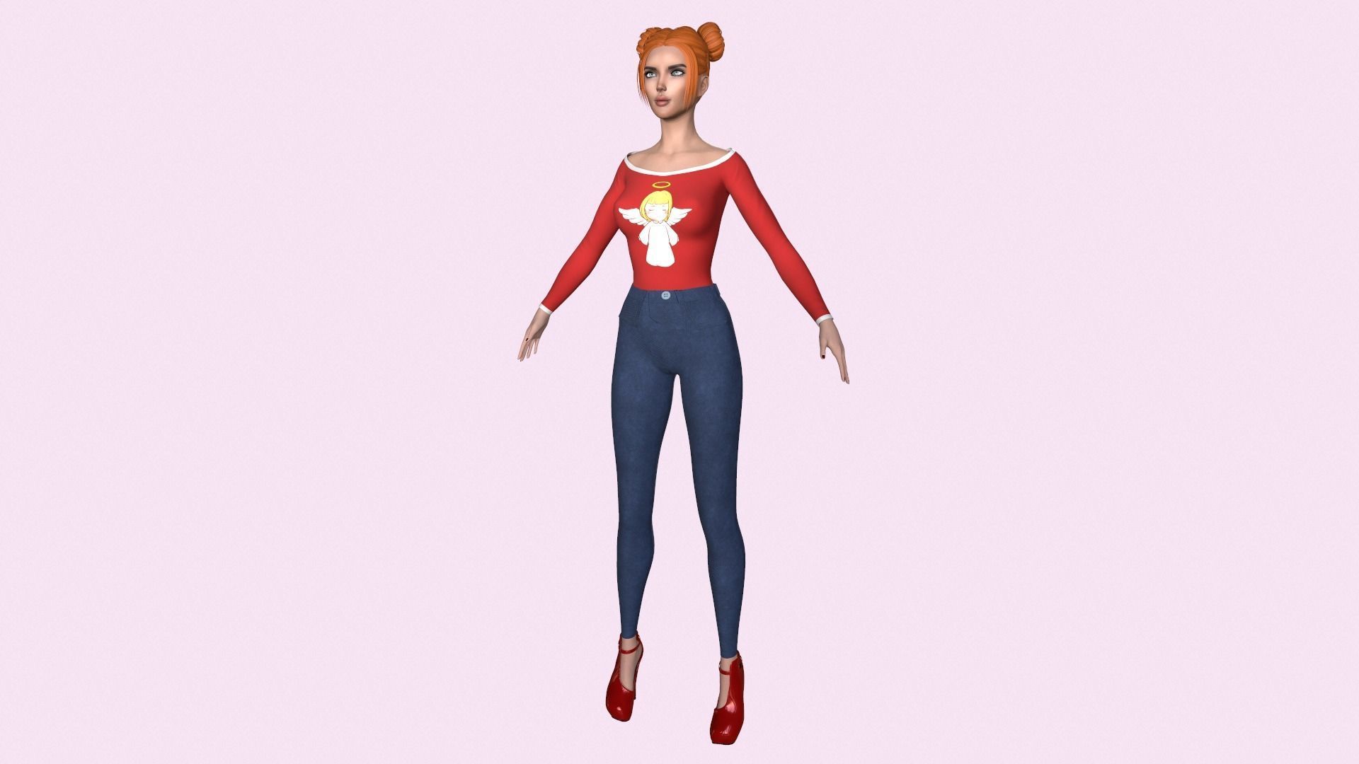 Maya Modular Girl 11 Low-poly 3D model_4