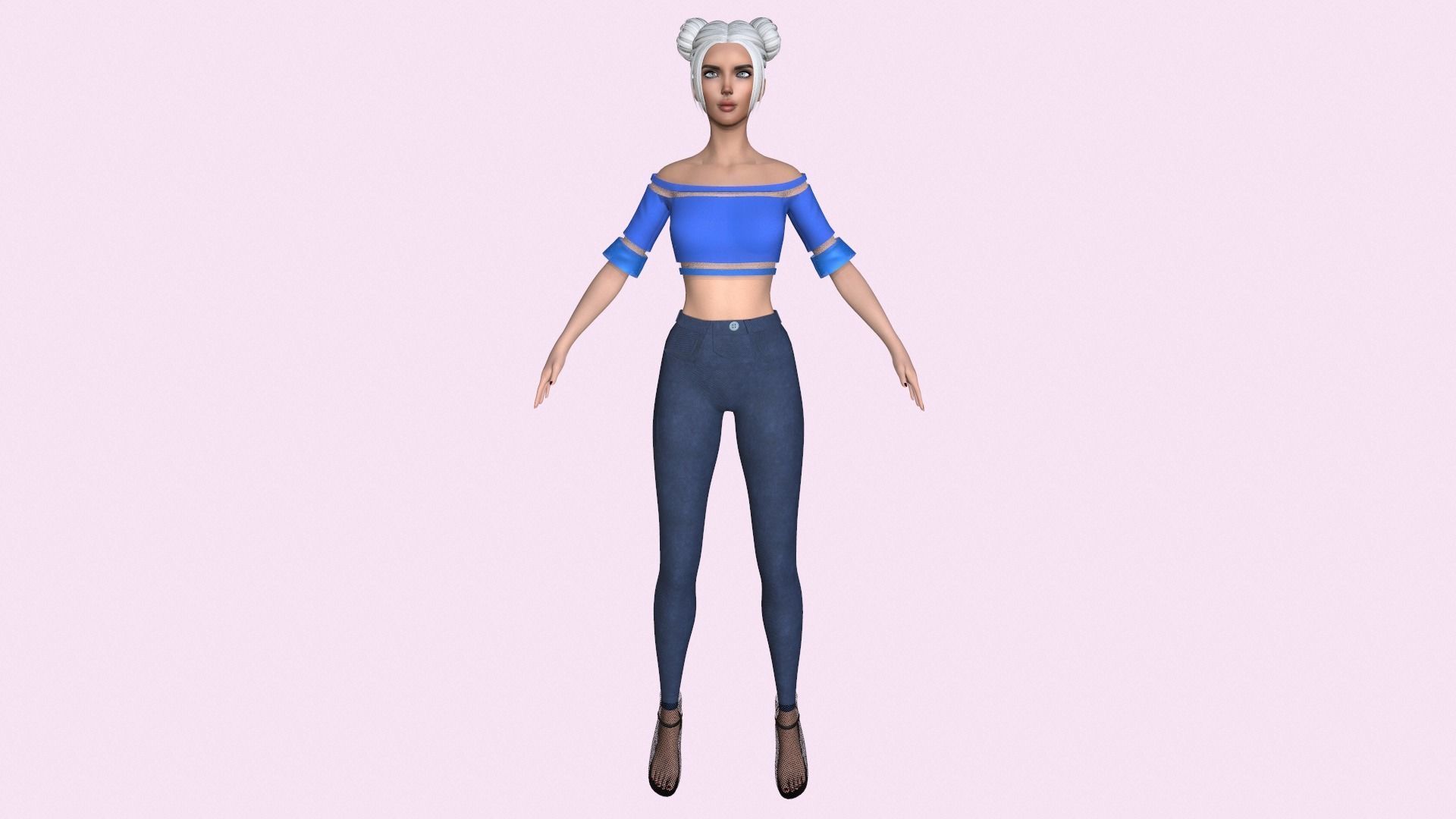 Maya Modular Girl 12 Low-poly 3D model_2