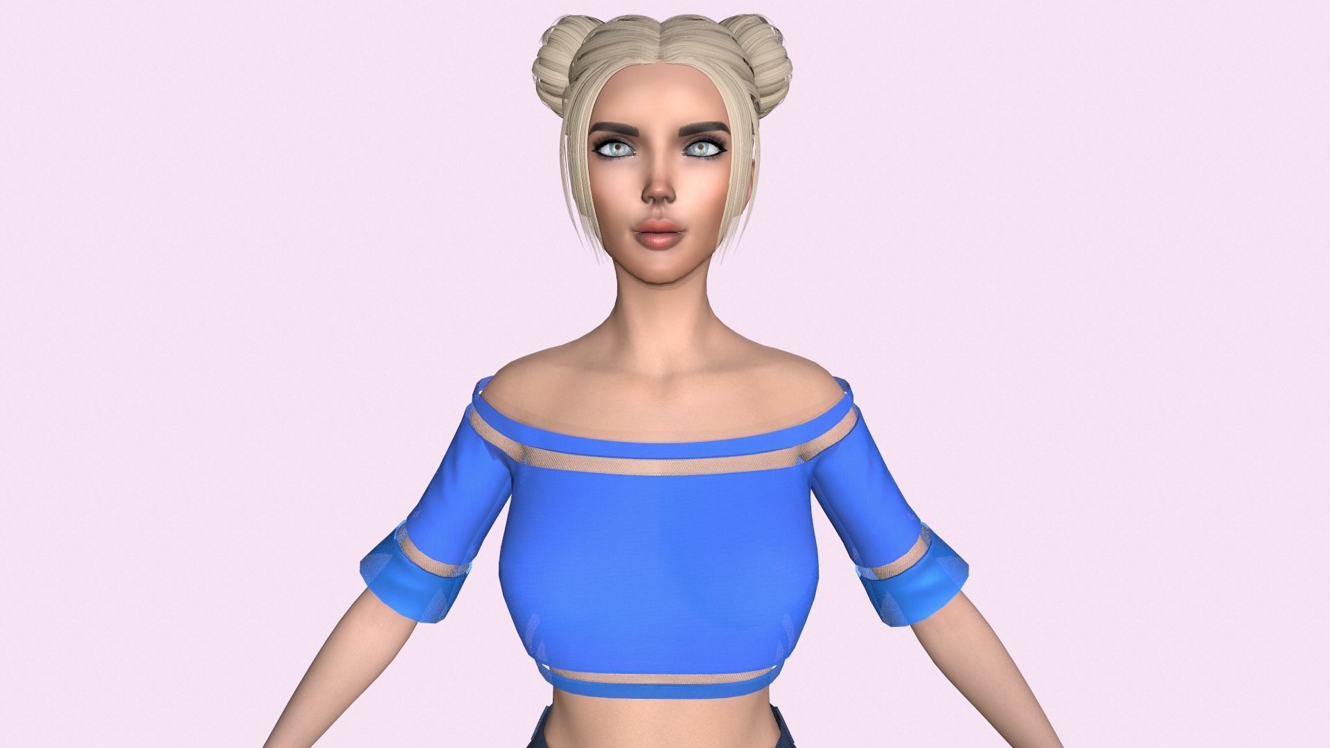 Maya Modular Girl 12 Low-poly 3D model_5