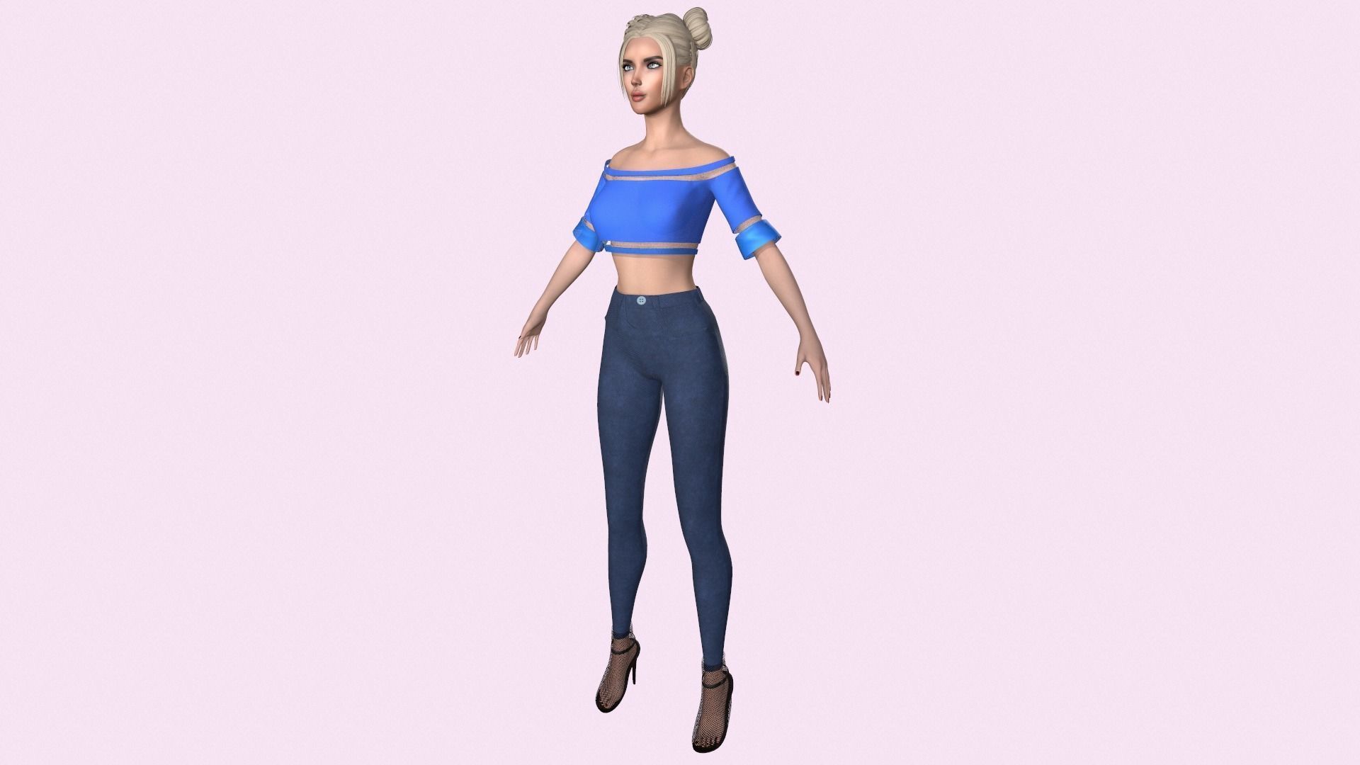 Maya Modular Girl 12 Low-poly 3D model_4