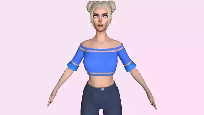 Maya Modular Girl 12 Low-poly 3D model