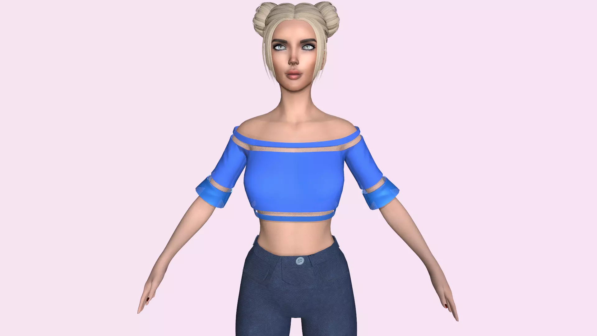 Maya Modular Girl 12 Low-poly 3D model_0