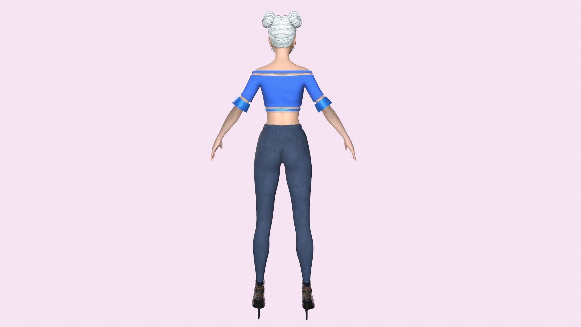 Maya Modular Girl 12 Low-poly 3D model_3