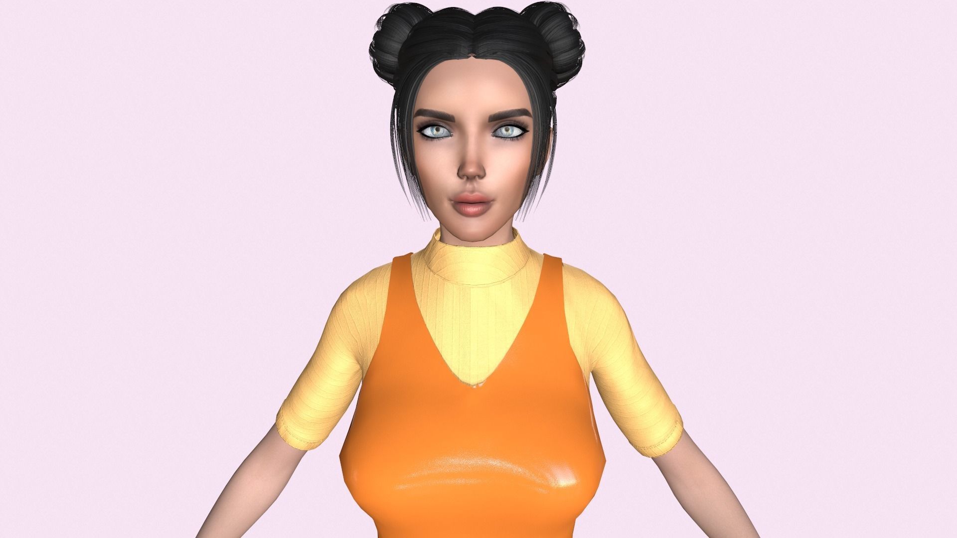 Maya Modular Girl 13 Low-poly 3D model_5