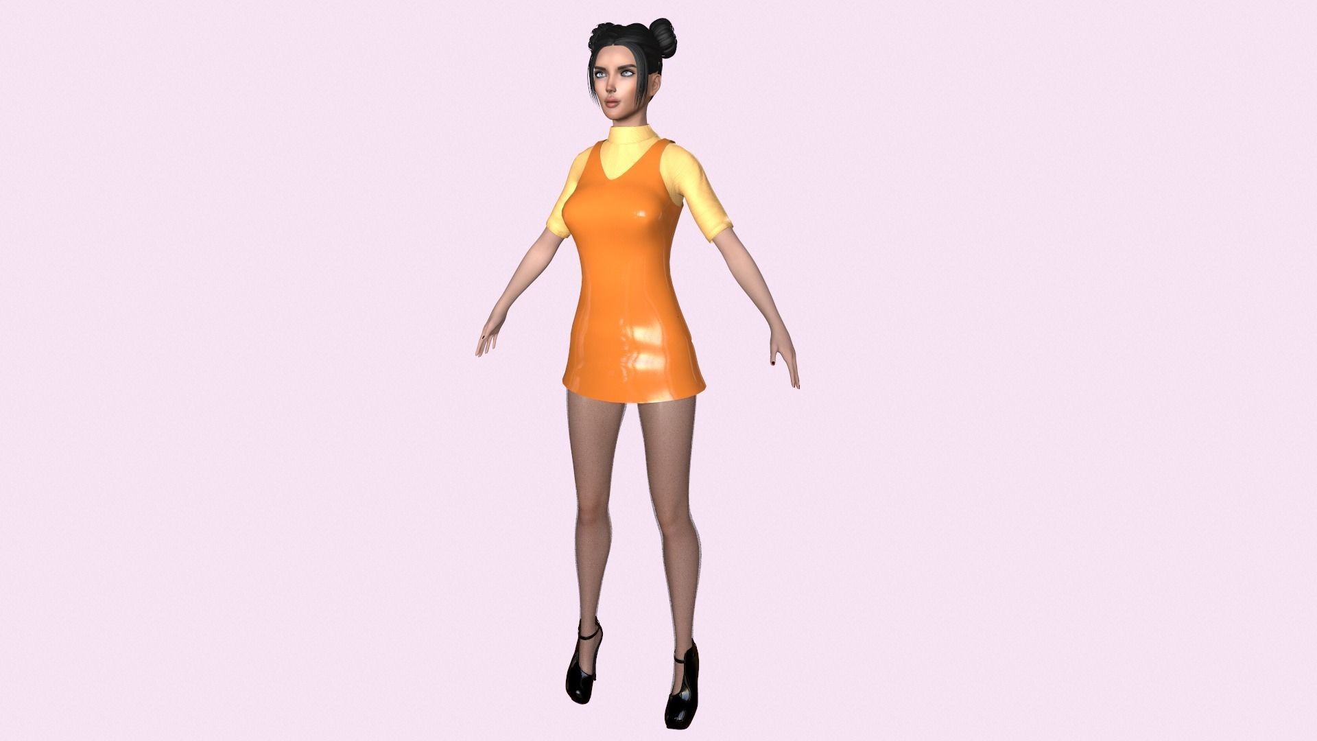 Maya Modular Girl 13 Low-poly 3D model_4