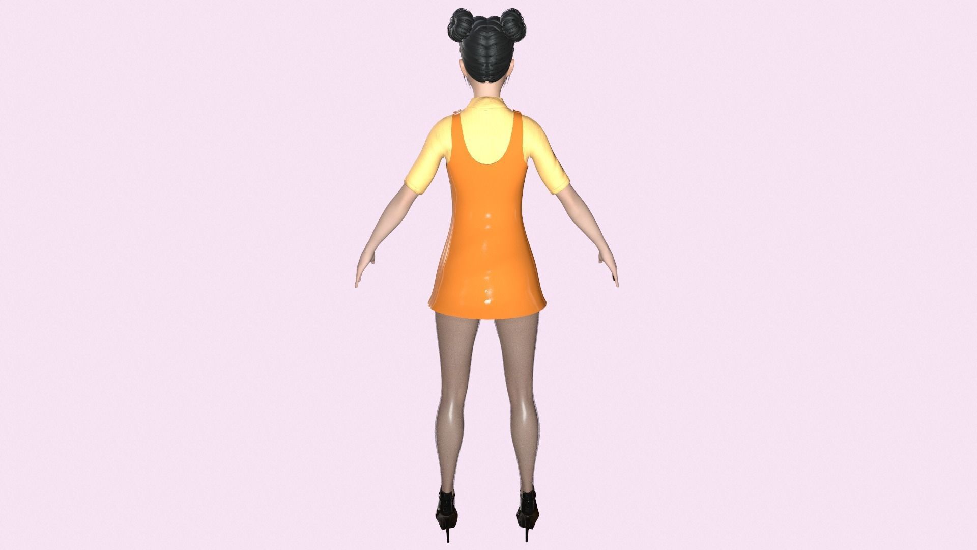 Maya Modular Girl 13 Low-poly 3D model_3