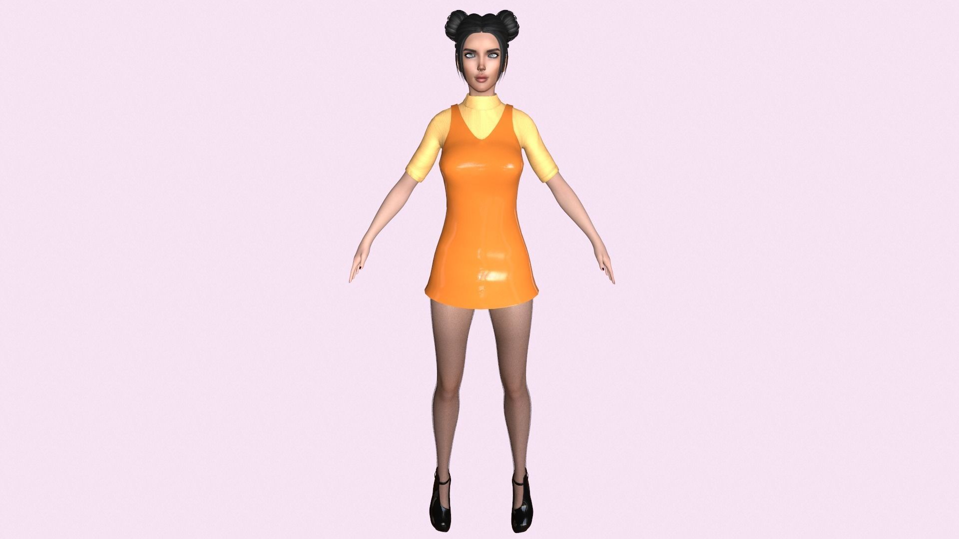 Maya Modular Girl 13 Low-poly 3D model_2