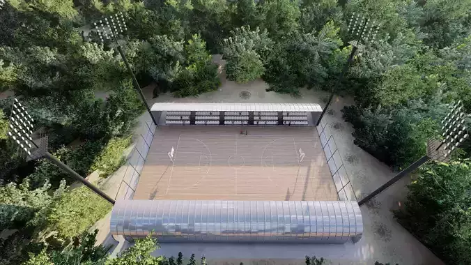 Basketball Court  3D Model - Basketball Stadium