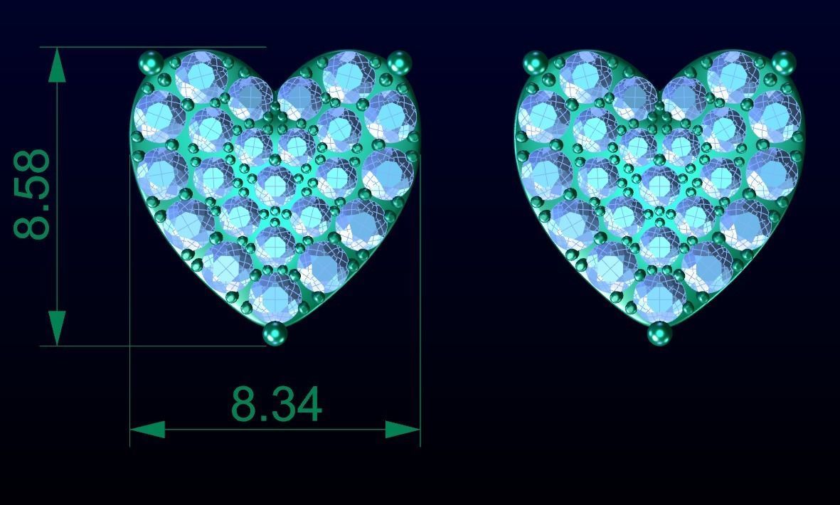 Love Heart Stud Earrings 4 3D print model_4
