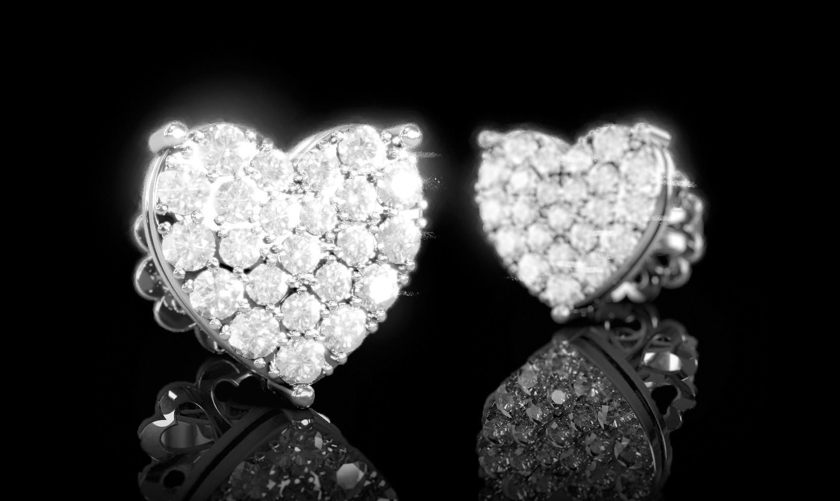 Love Heart Stud Earrings 4 3D print model_2