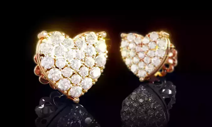 Love Heart Stud Earrings 4 3D print model