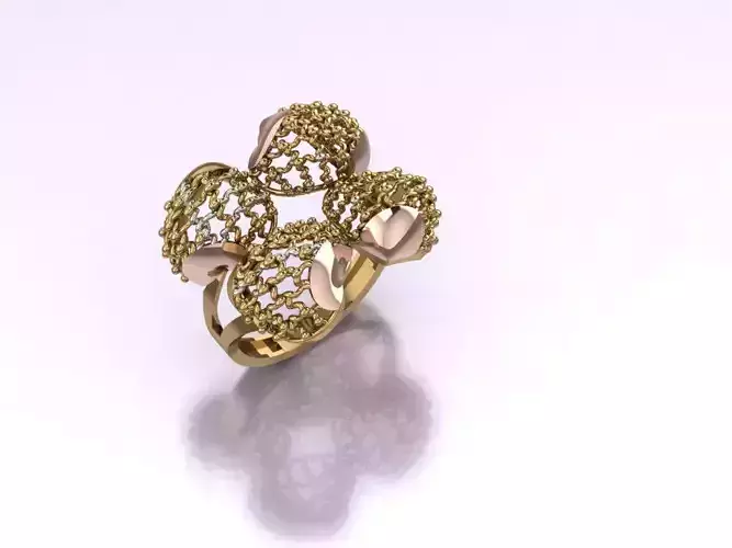 RING 3 in gold and diamonds 3D print model