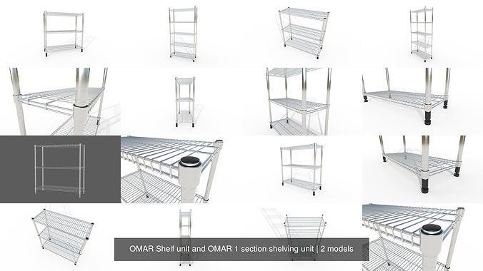 OMAR Shelf unit and OMAR 1 section shelving unit 3D Model Collection