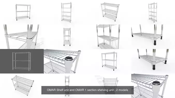 OMAR Shelf unit and OMAR 1 section shelving unit 3D Model Collection